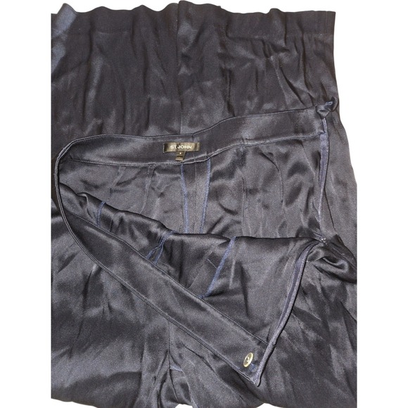 St John Pants 6 Blue Pleated Side Zip‎ Dress Pants Wide-Leg - Picture 7 of 15